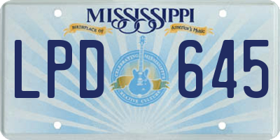 MS license plate LPD645