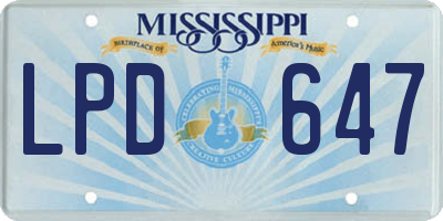 MS license plate LPD647
