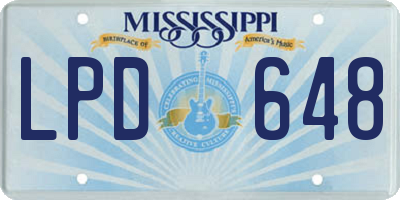 MS license plate LPD648