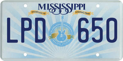 MS license plate LPD650