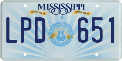 MS license plate LPD651