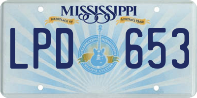 MS license plate LPD653