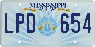 MS license plate LPD654