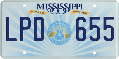 MS license plate LPD655