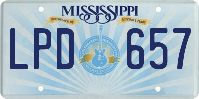 MS license plate LPD657