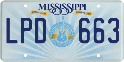 MS license plate LPD663