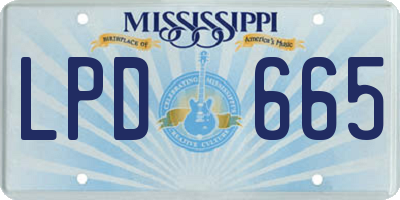 MS license plate LPD665