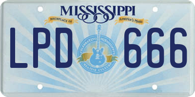 MS license plate LPD666