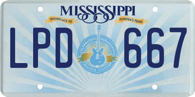 MS license plate LPD667