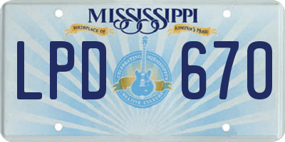 MS license plate LPD670