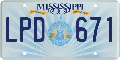 MS license plate LPD671