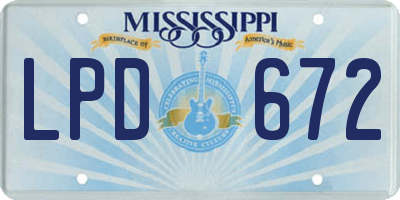 MS license plate LPD672