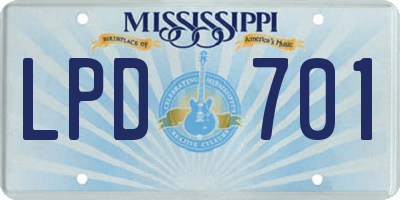 MS license plate LPD701