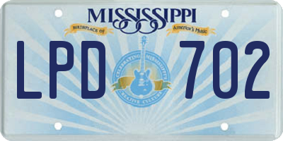MS license plate LPD702