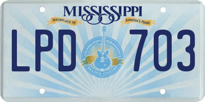 MS license plate LPD703