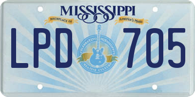MS license plate LPD705