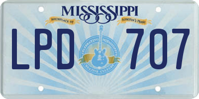 MS license plate LPD707