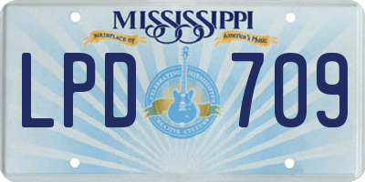 MS license plate LPD709