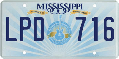 MS license plate LPD716