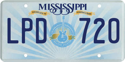 MS license plate LPD720