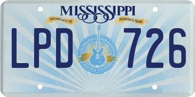 MS license plate LPD726