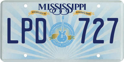 MS license plate LPD727
