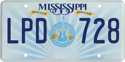 MS license plate LPD728
