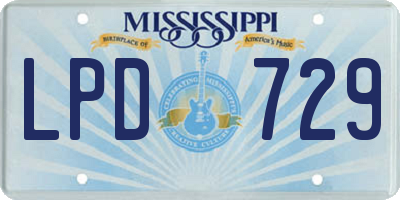MS license plate LPD729