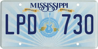 MS license plate LPD730