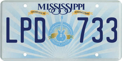 MS license plate LPD733