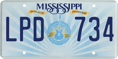 MS license plate LPD734