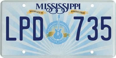 MS license plate LPD735