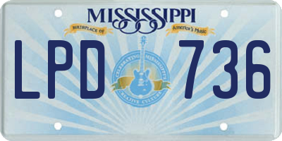 MS license plate LPD736