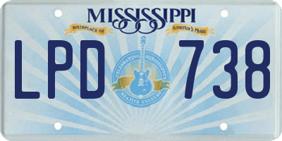 MS license plate LPD738