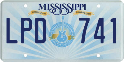 MS license plate LPD741