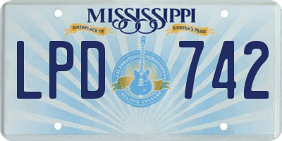 MS license plate LPD742