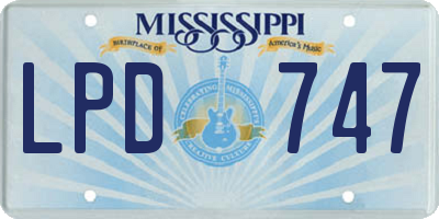 MS license plate LPD747