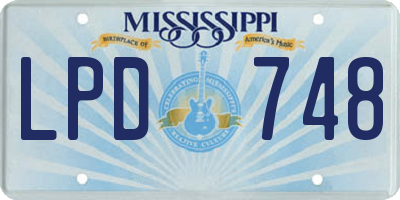 MS license plate LPD748