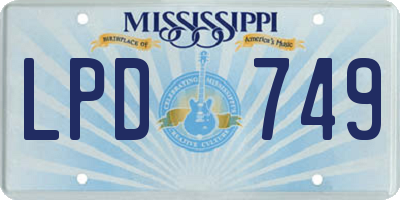 MS license plate LPD749