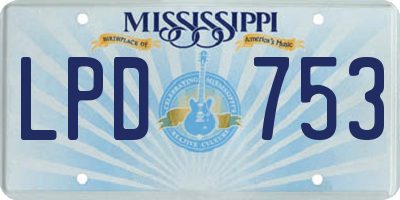 MS license plate LPD753