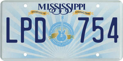 MS license plate LPD754