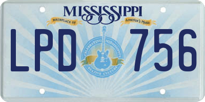 MS license plate LPD756