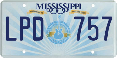 MS license plate LPD757