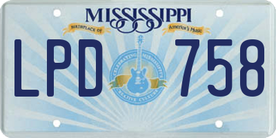 MS license plate LPD758