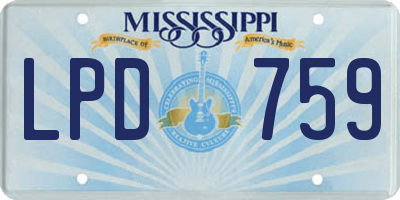 MS license plate LPD759