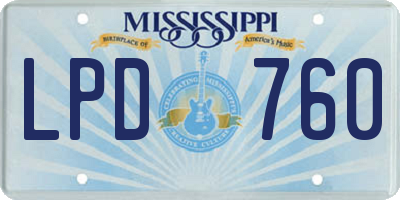 MS license plate LPD760