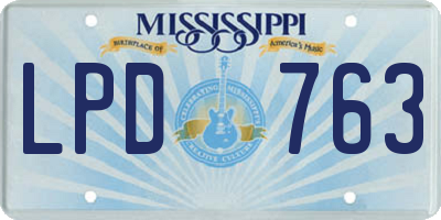 MS license plate LPD763