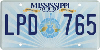 MS license plate LPD765