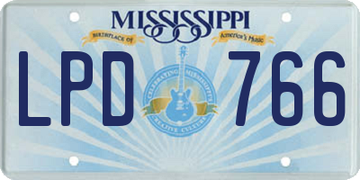 MS license plate LPD766