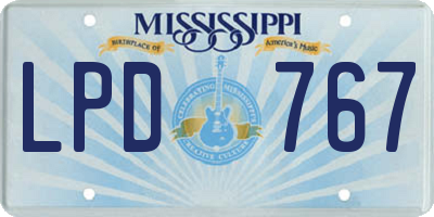 MS license plate LPD767